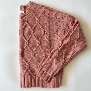 Ultra Flirt Pink Cropped Cable Knit Sweater Size Medium